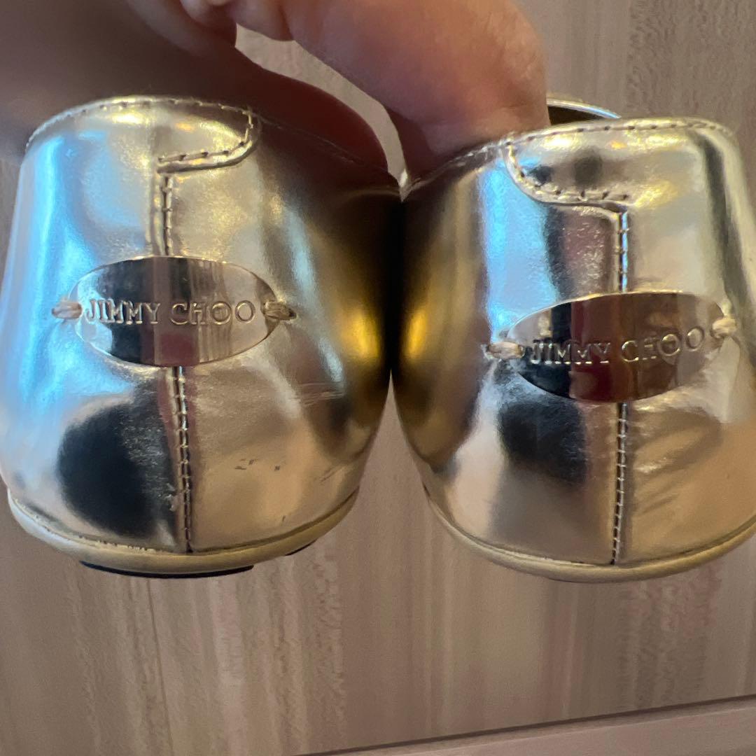 JIMMY CHOO ゴールド グリッター フラットシューズ 37.5