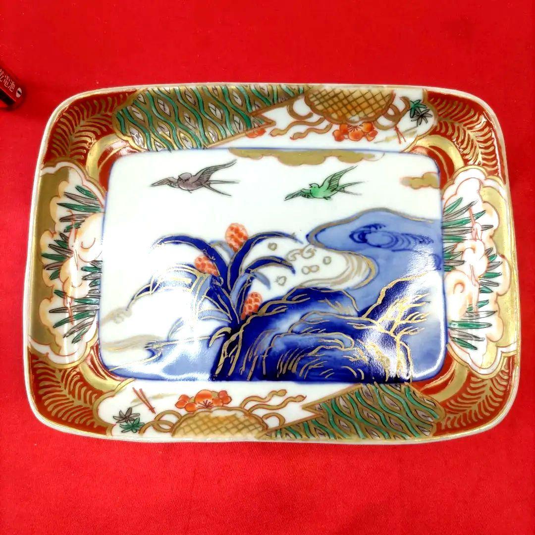 有田焼　伊万里焼　古伊万里　金彩　色絵　小皿　角皿　長角皿　刺し身皿　5客セット