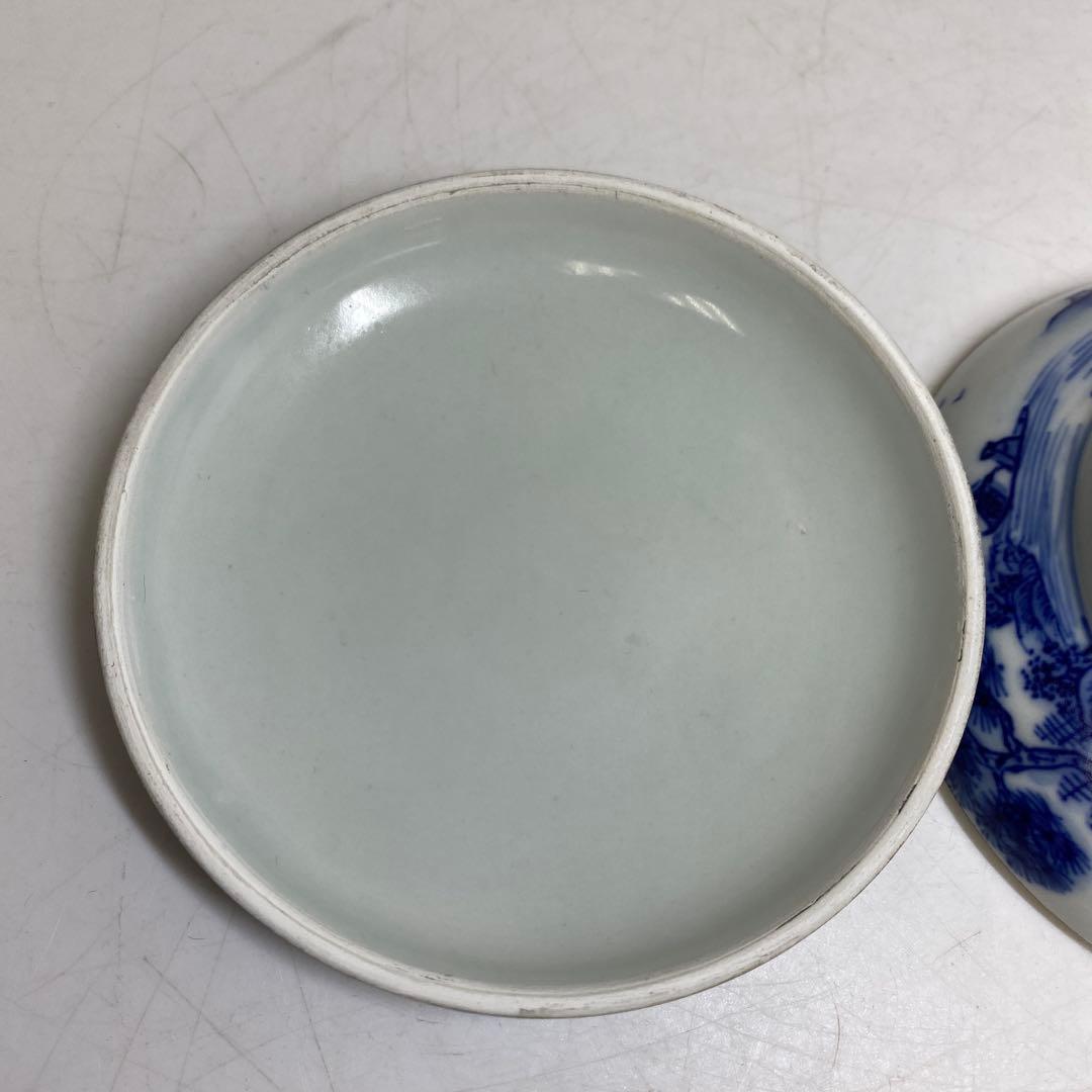 中国清時代　大清光緒年製　青花香合　幅約10.2㎝　タサオサ　東さ8-0328②