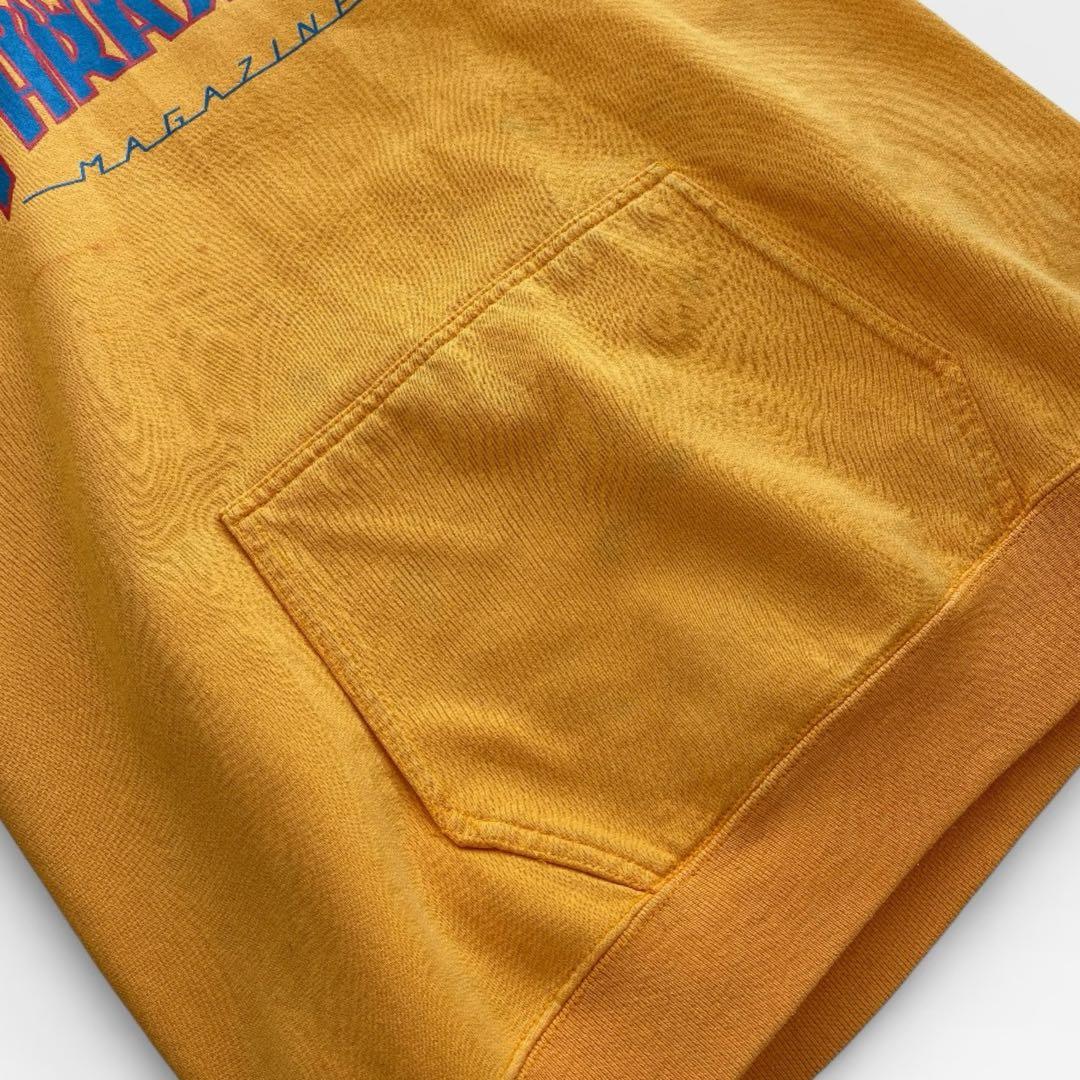 90's USA製 THRASHER フレイムロゴ スウェットパーカー イエロー