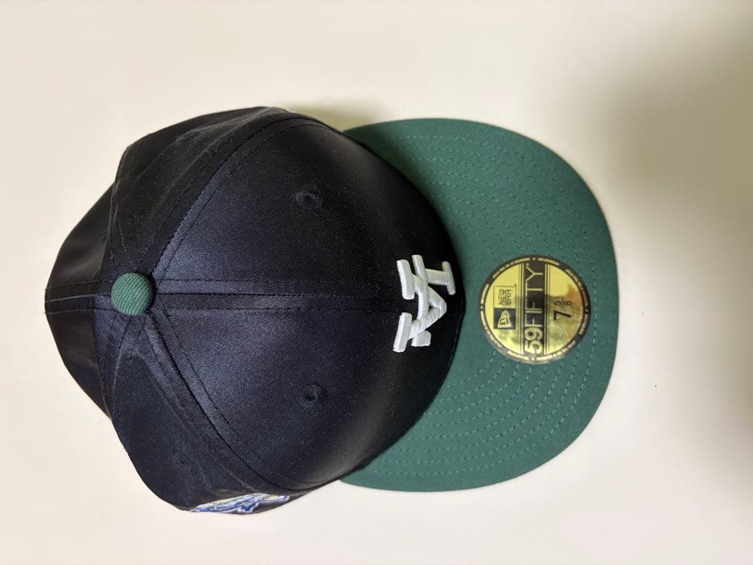 ドジャース逆ロゴ　new era 59FIFTY ブラック/グリーン 7 5/8