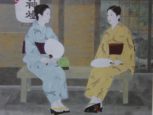 堀泰明、【祭囃子】、希少な額装用画集より、新品額装付、状態良好