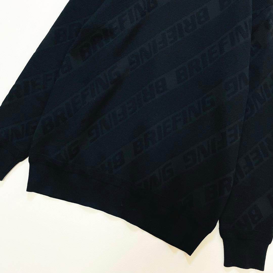 6412【美品】ブリーフィング　クルーネックニット　ななめロゴ　ブラック 総柄