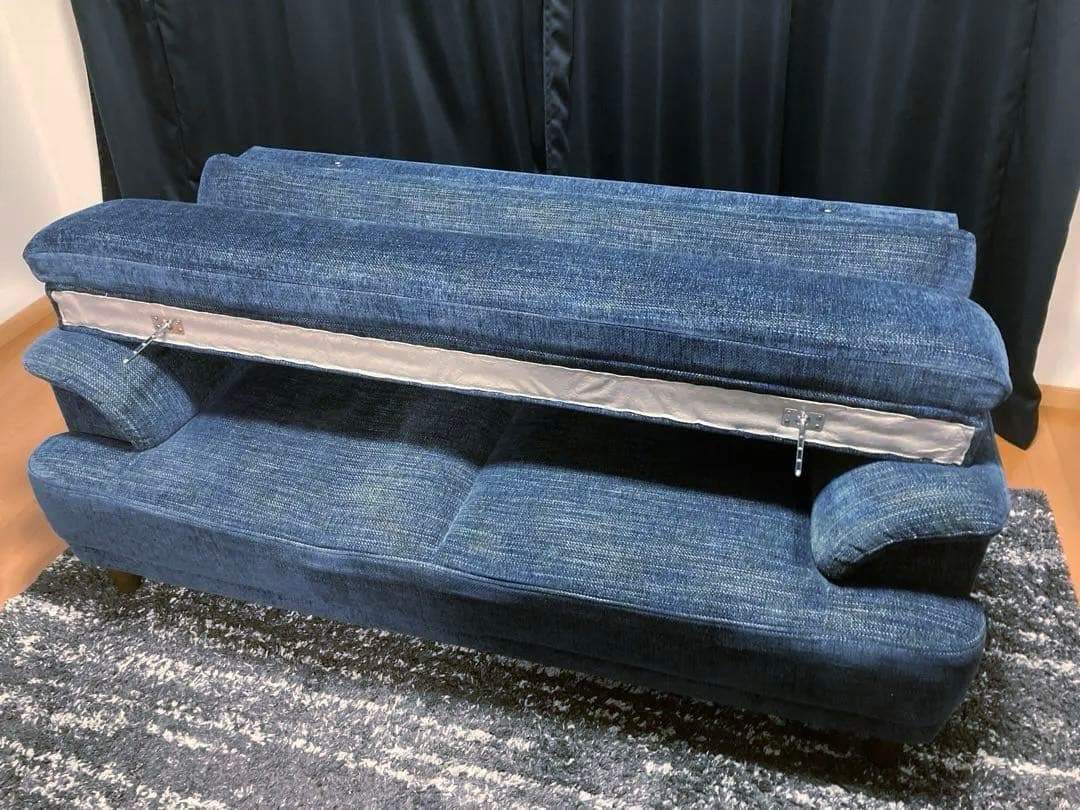 2.5人掛け ファブリックソファ ネイビー　※定価11万8,000円
