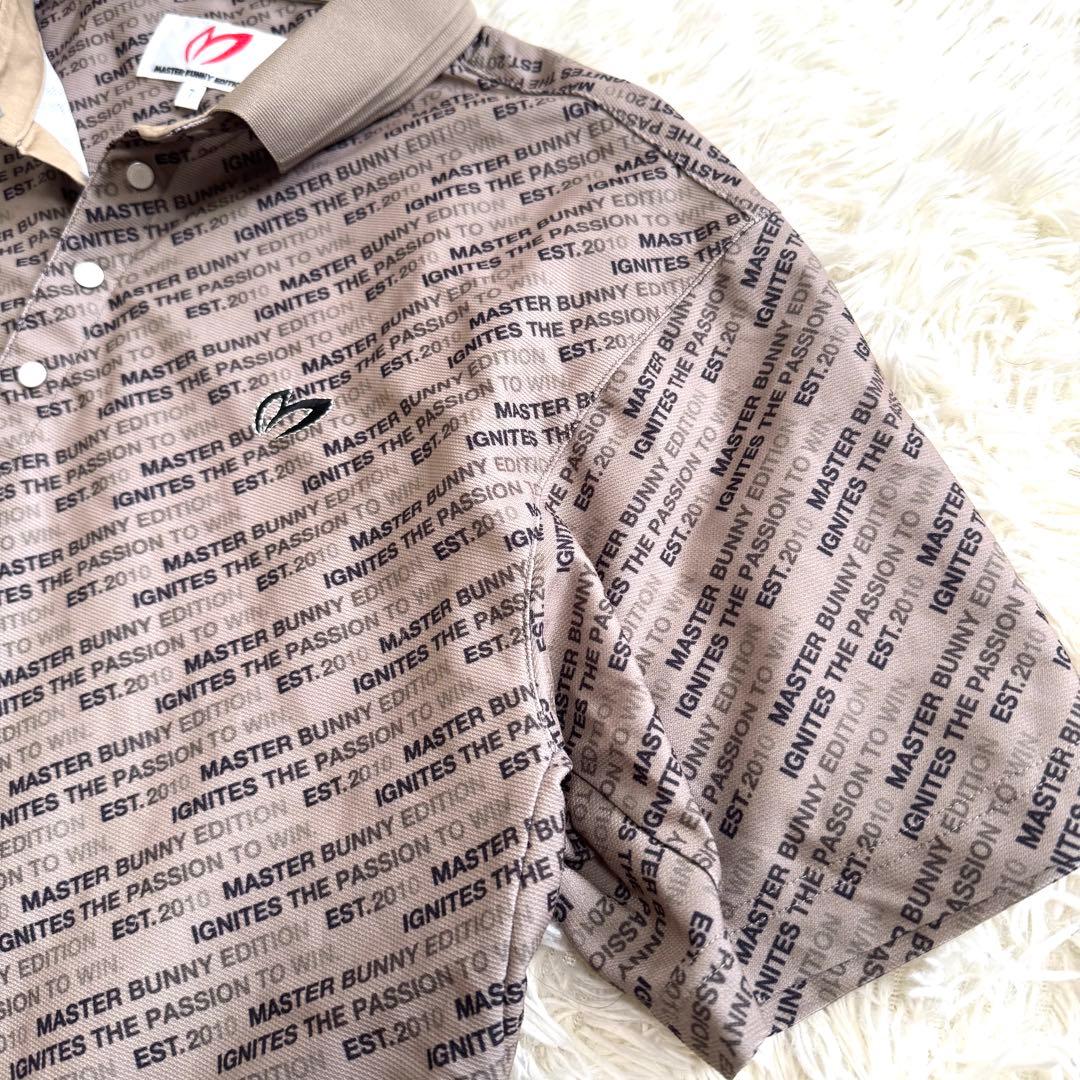 【新品同様】マスターバニーエディション　総柄　ロゴ刺繍　半袖　ポロシャツ　2XL