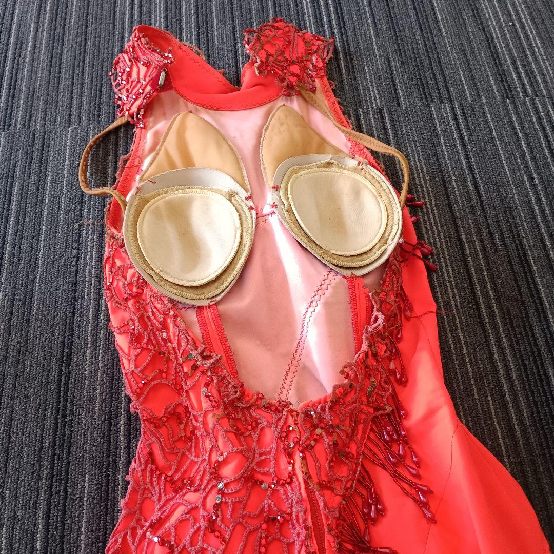 【お急ぎの方へ！即日発送】プロ仕様 社交ダンス ラテンドレス S 腕飾り付 赤