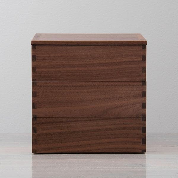 新品 松屋漆器店 ウォールナット 6寸三段重 内黒 重箱 お重 おせち 弁当箱
