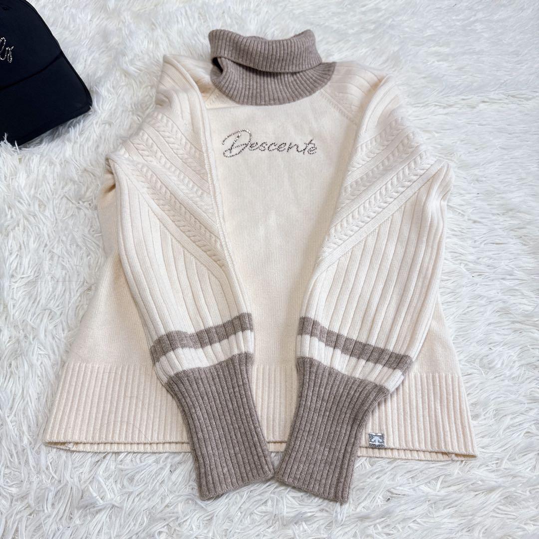【デサントゴルフリュクス】美品 セットアップ ニット スカート ベージュ M
