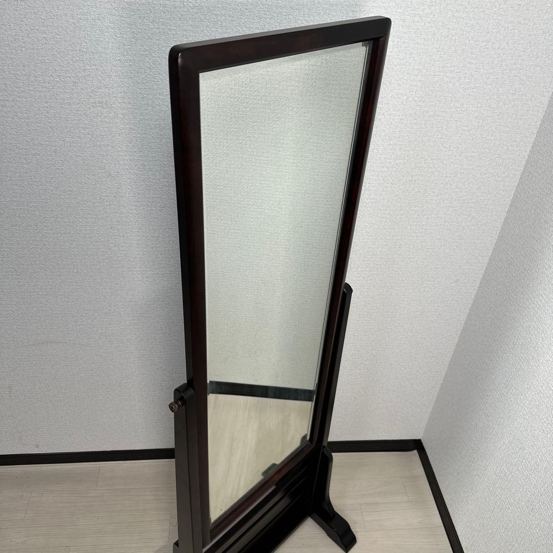 展示品 美品 北海道民芸 スタンドミラー 鏡 姿見 全身鏡 樺材 無垢材 i1※