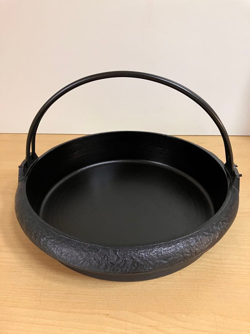 未使用　南部鉄器　工芸鍋元　鋳鉄製 両手鍋 30cm　すき焼き鍋