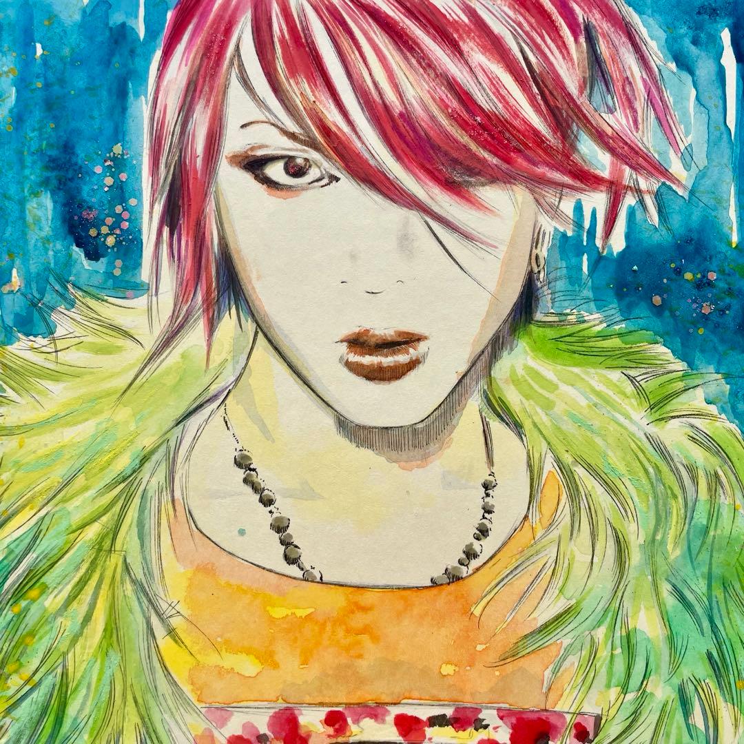 ★hide ファンアート色紙（原画）