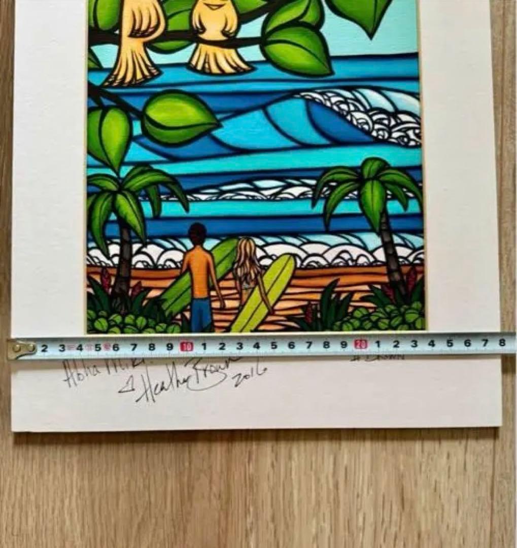 希少！Heather Brown ビーチアート フレーム付き ハワイ サイン入り