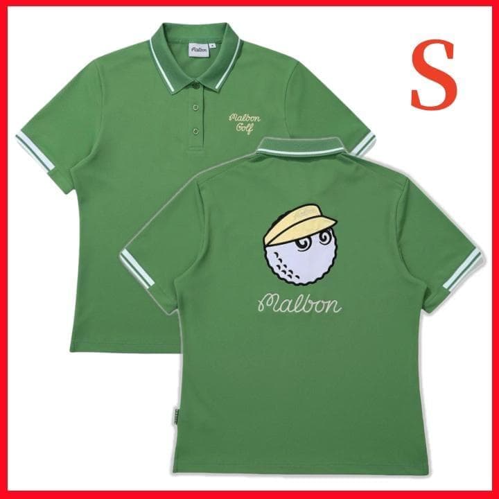 緑色S マルボンゴルフ ポロシャツ Malbon Golf レディース シャツ