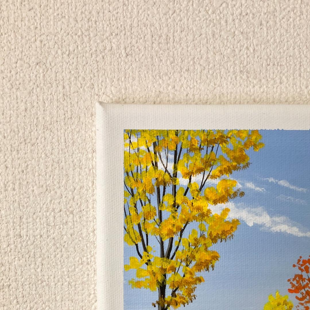 アクリル画　原画　「丘の上の一軒家02」　SSMサイズ　キャンバス