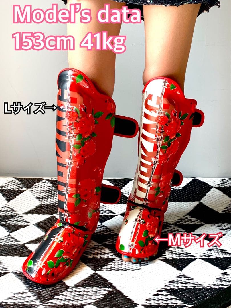 新品 Mサイズ 薔薇 黒×赤 レガース トップキング TOP KING 本革