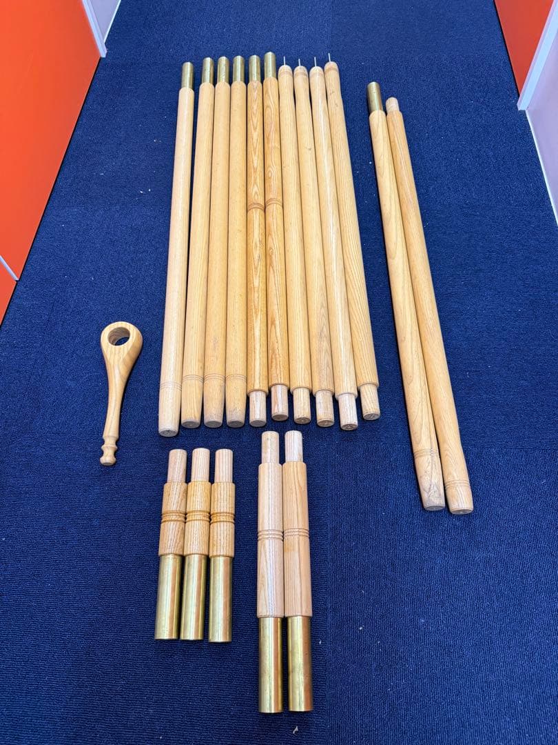 購入価格7万円　ウッド　タープポール　4本　木製　真鍮　ビンテージ　キャンプ