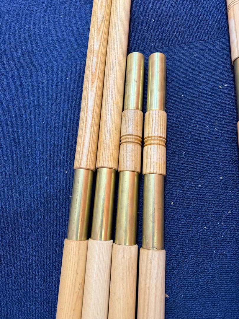 購入価格7万円　ウッド　タープポール　4本　木製　真鍮　ビンテージ　キャンプ