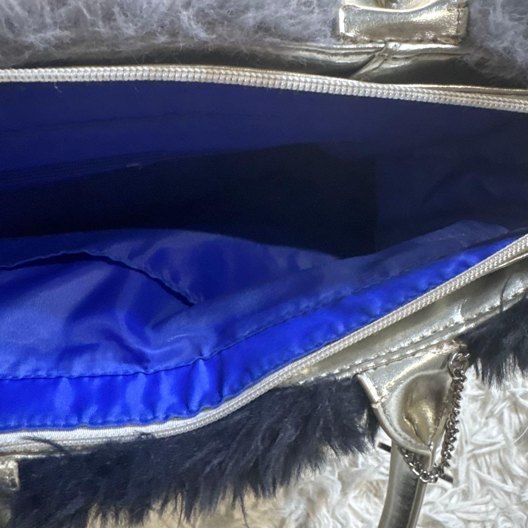 LANVIN SPORT ネイビー グレー シルバー フリース カートバッグ