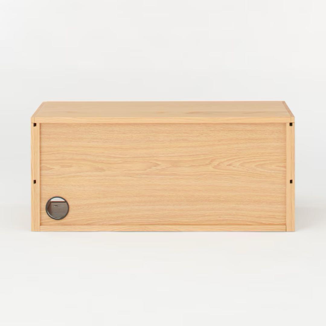 無印良品　ユニットシェルフ用ボックス棚　MUJI・ガラス引き戸・オーク材