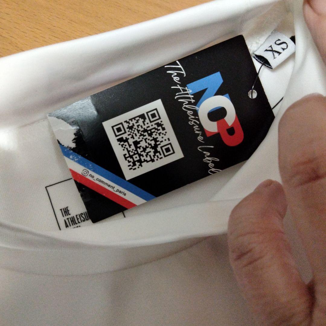 NOCOMMENT ホワイト 長袖ポロネックシャツ