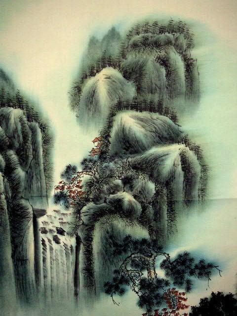 ♥掛軸　中国　山水画　大きな　掛け軸　骨董品