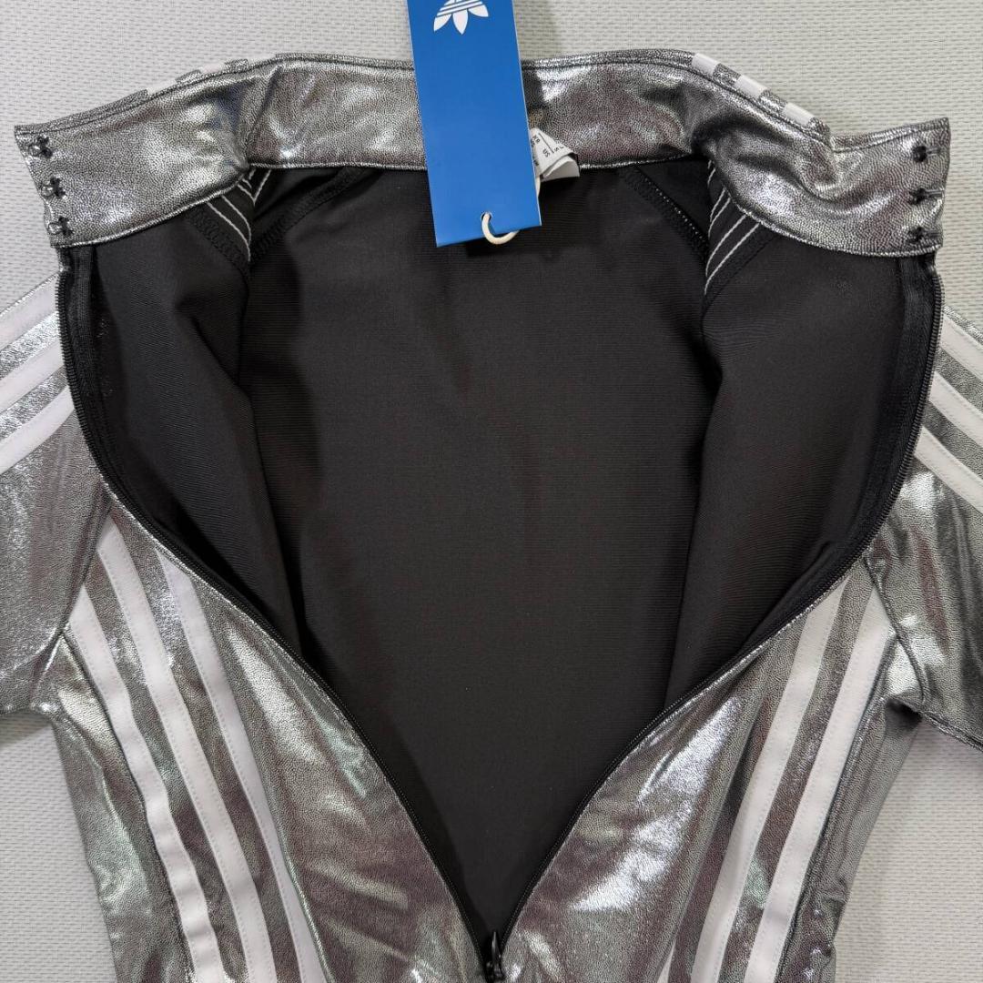 adidas アディダス ボディスーツ レオタード ブルマ 光沢 シルバー S