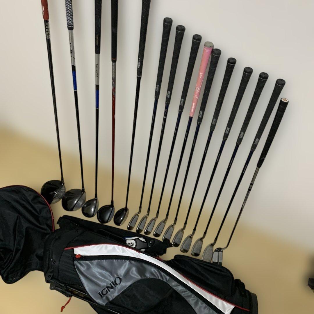 ゴルフクラブセット 右利き テーラーメイド 他15本セット キャディバッグ付