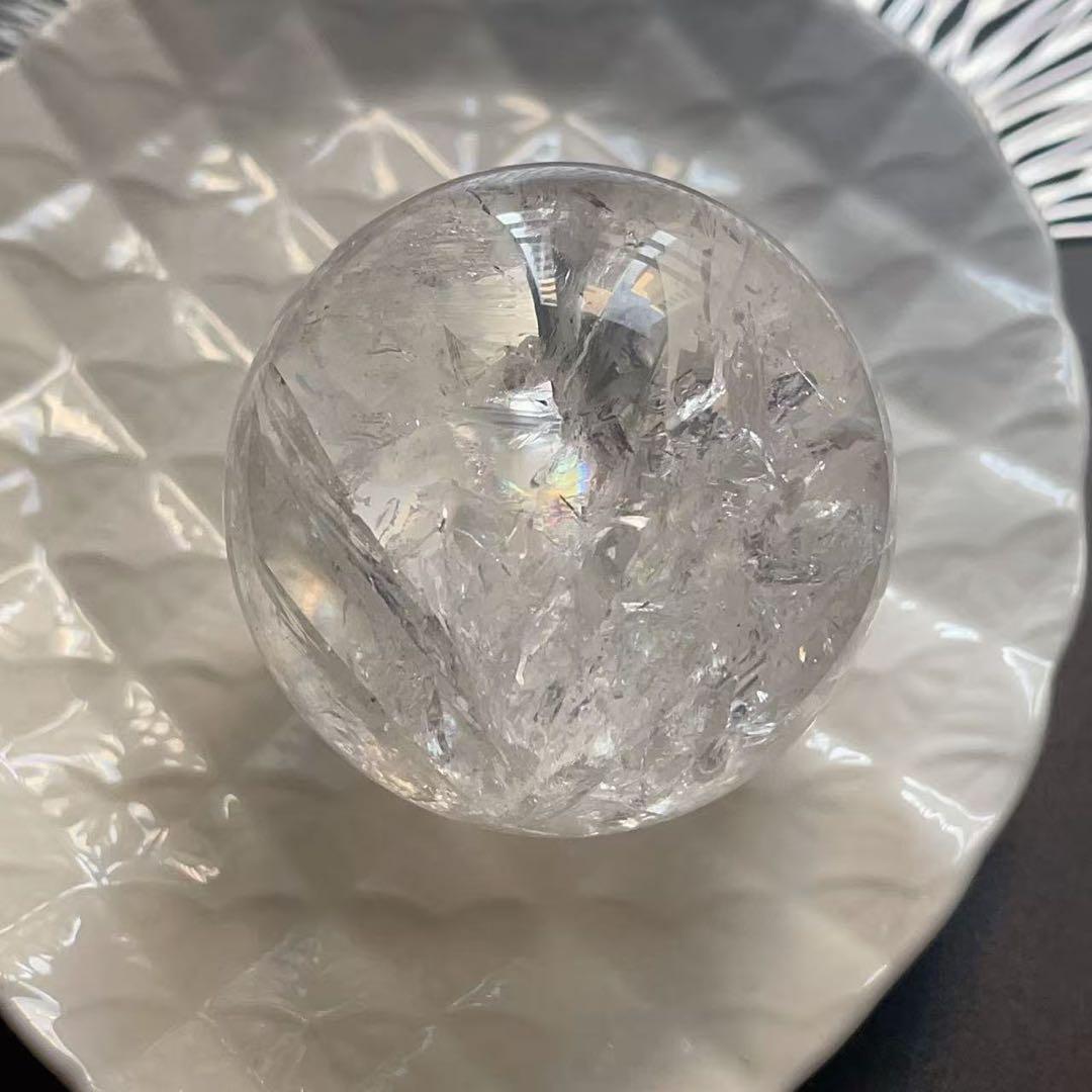 大 天然石 アイリスクォーツ スフィア 本水晶 虹水晶 レインボー 62.5mm