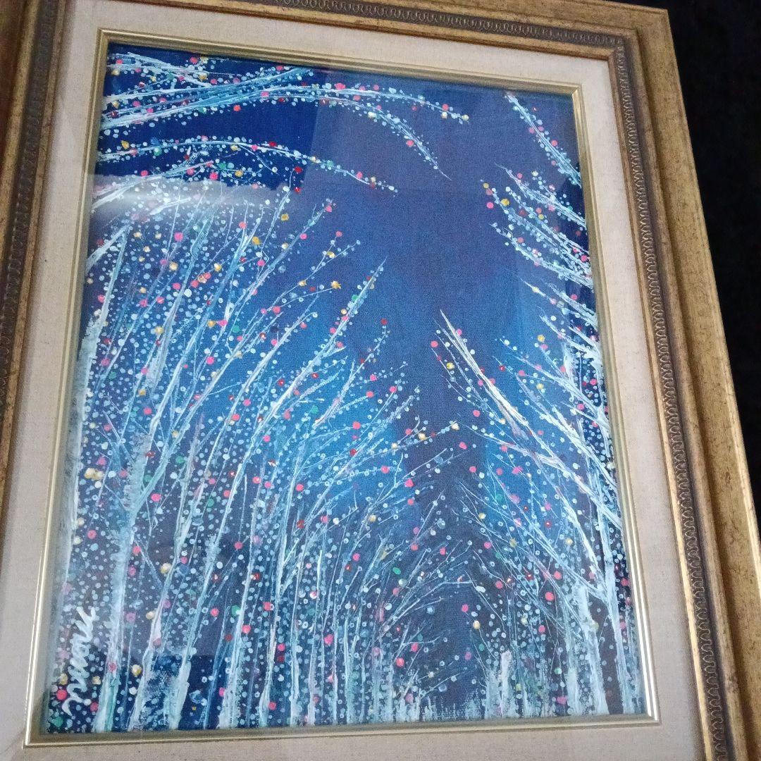 真作証明書付 佐藤めみ 油彩画「夜の散歩道」F6号 油絵 memmy IAFA