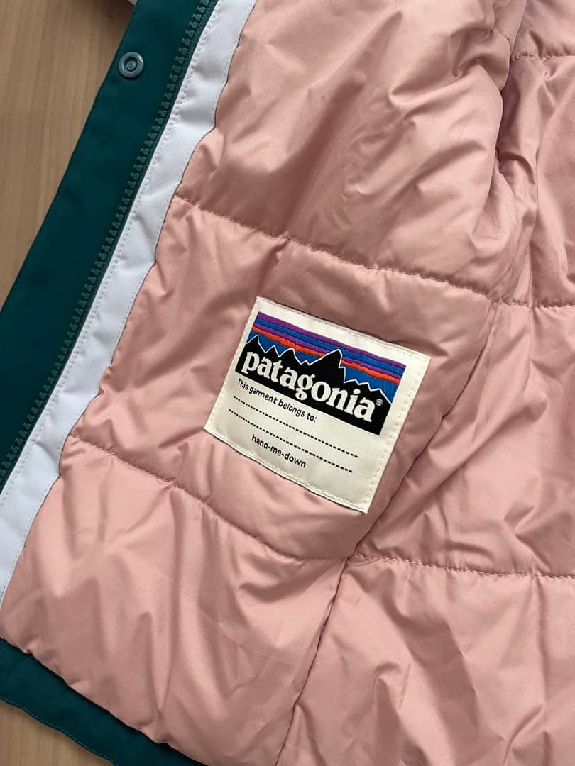 patagonia キッズ ジャケット XS グリーン/ホワイト/ピンク