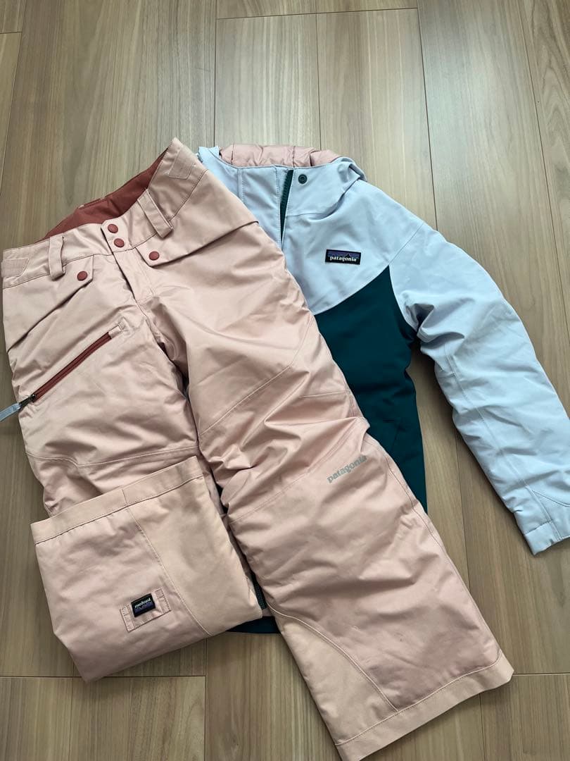 patagonia キッズ ジャケット XS グリーン/ホワイト/ピンク