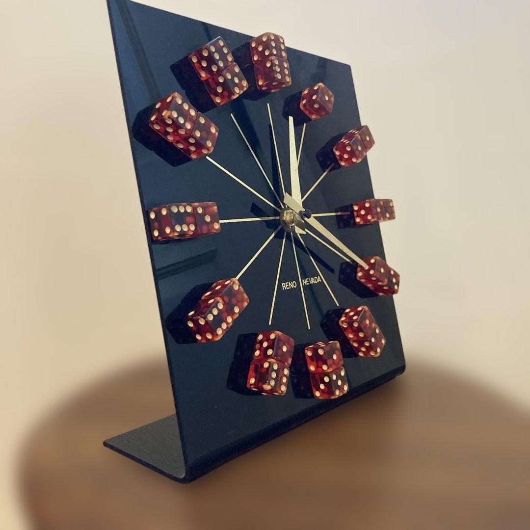 インテリア時計 Rare!90s Reno Casino Dice Tabletop Clock
