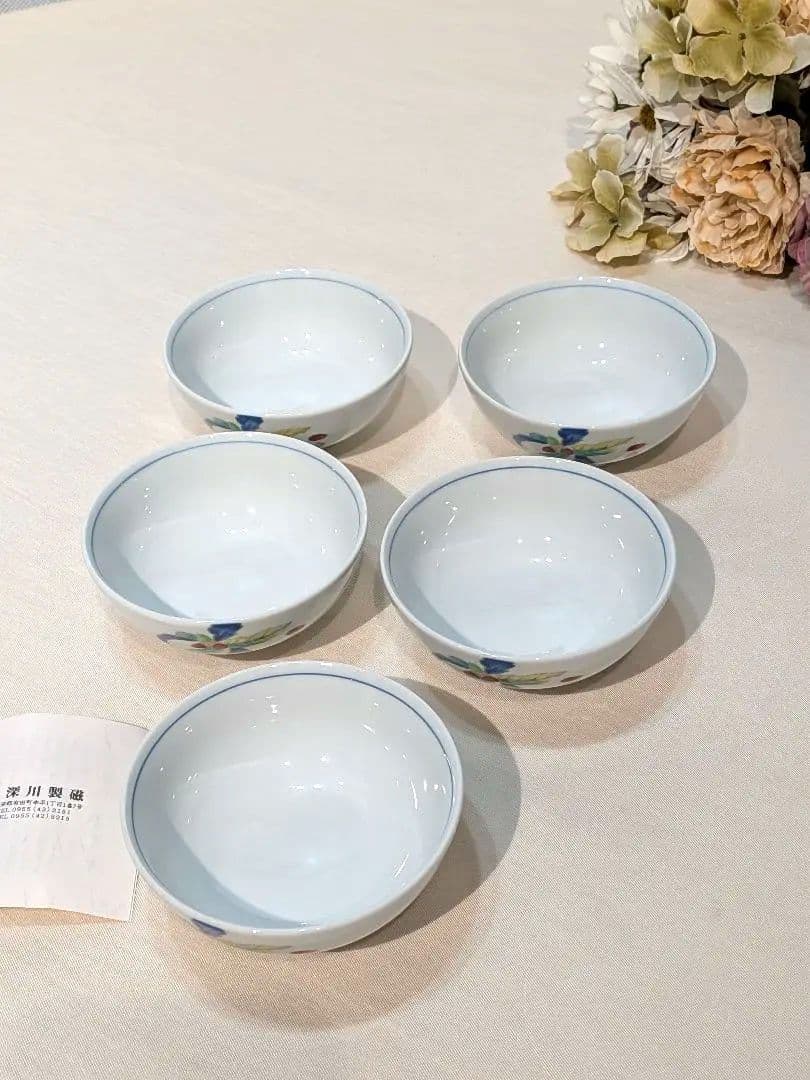 深川製磁　茶碗　飯碗　どんぐり柄　有田焼　5客セット