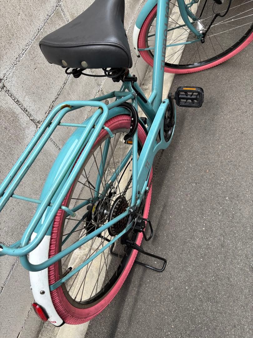 <両タイヤ新品>シティサイクル　Blue×pink