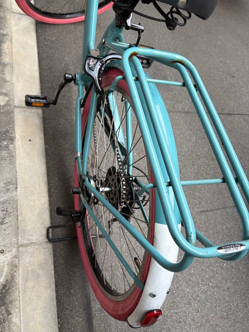 <両タイヤ新品>シティサイクル　Blue×pink