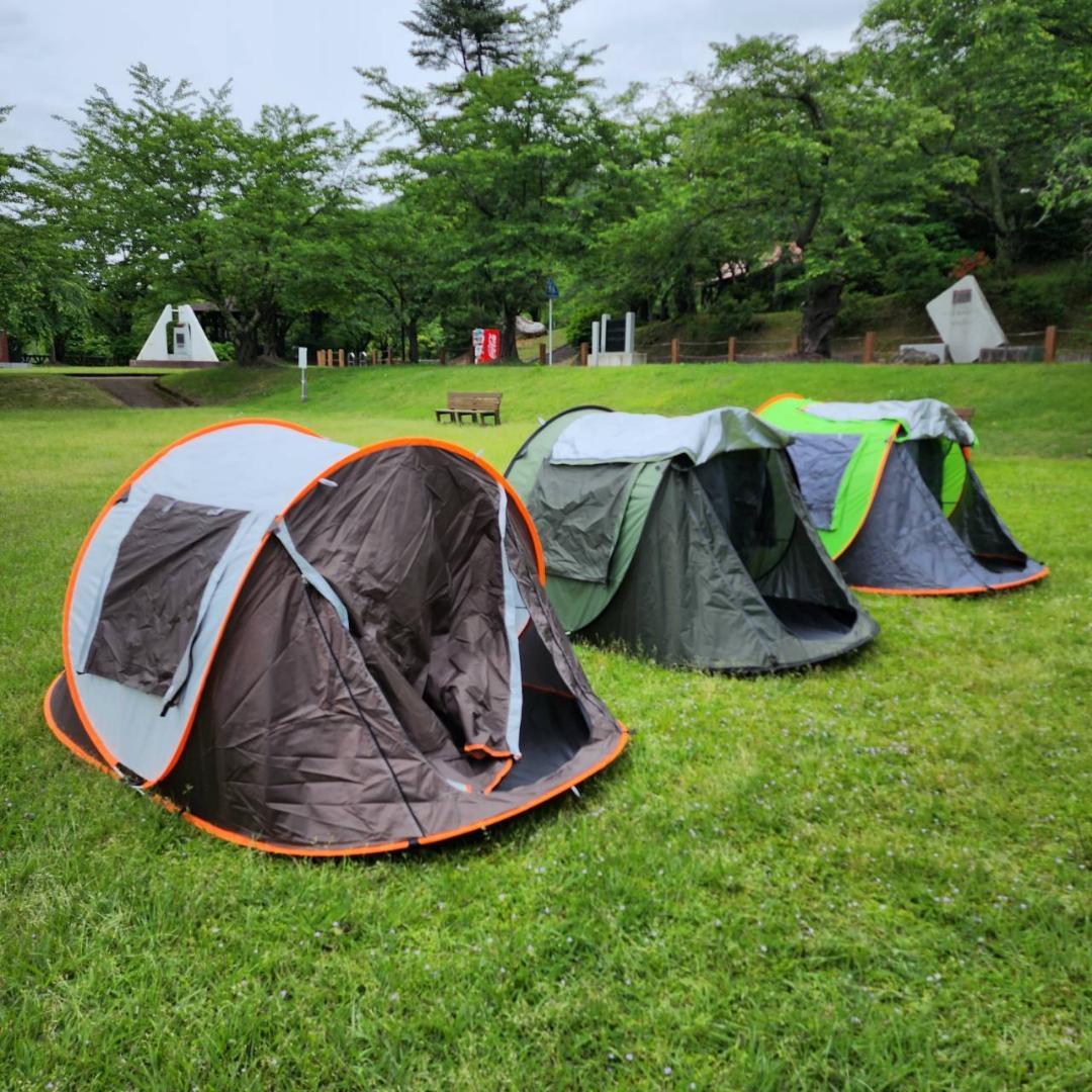 ポップアップ　テント　ドーム型　キャンプ　テント　BBQ　グリーン&オレンジ