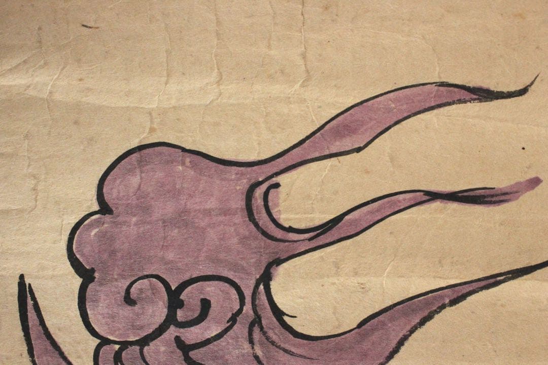 No5950 掛軸　古画　無落款　不動明王坐像　紙本着色　仏教美術　送料無料