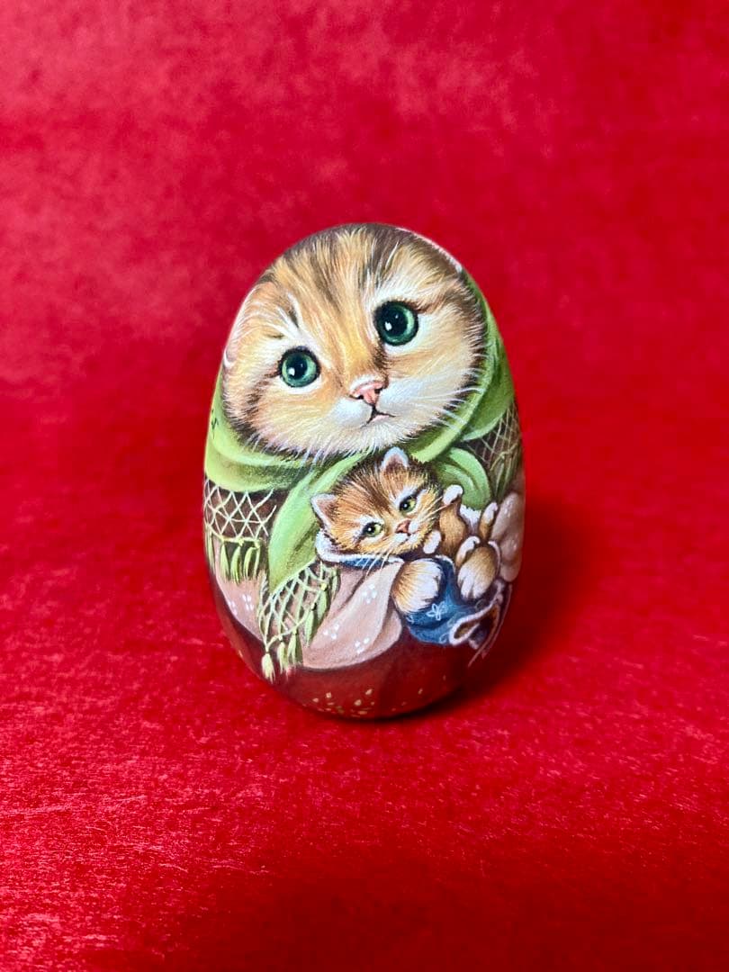 ロシア雑貨☆猫のエッグオーナメントkittenマトリョーシカ