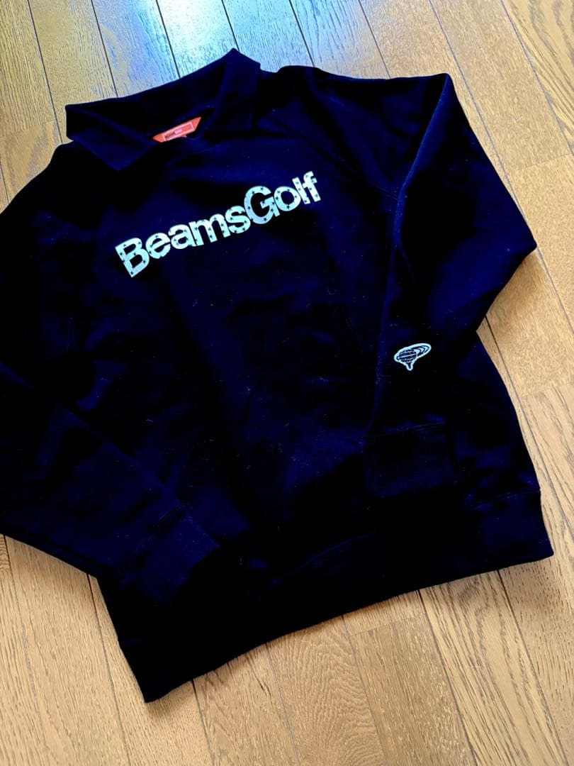 BeamsGolf 未使用襟付きスウェット黒 ロゴ星