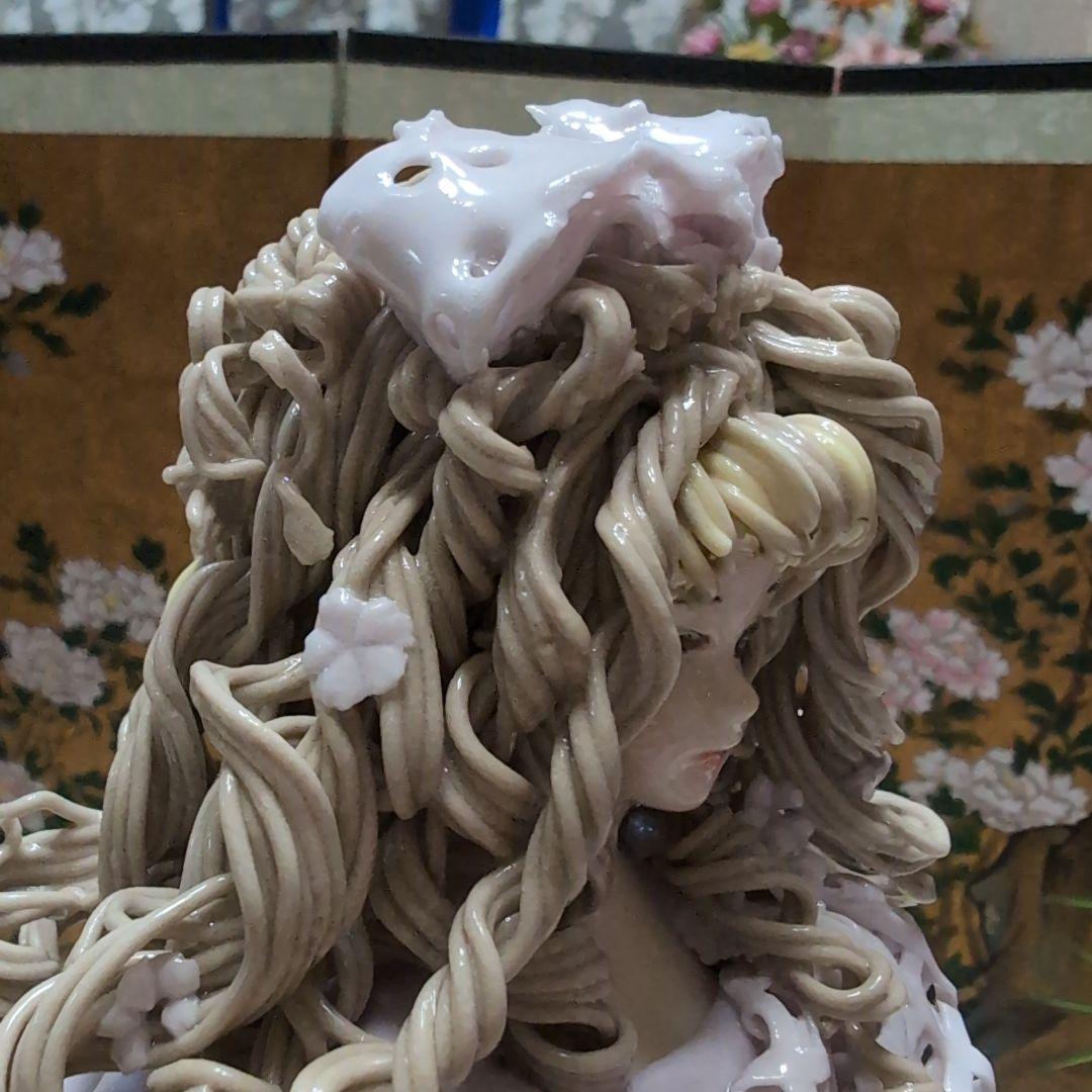 一点物　陶器人形 ロマンドール 薄紫 ハンドメイド 置物　Lサイズ　西洋人形