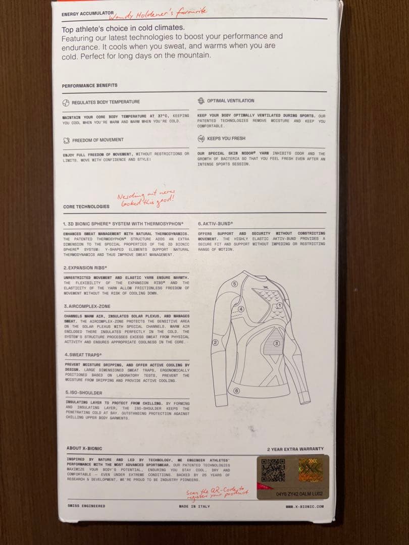 X-BIONIC Energy Accumulator4.0 長袖ベースレイヤー
