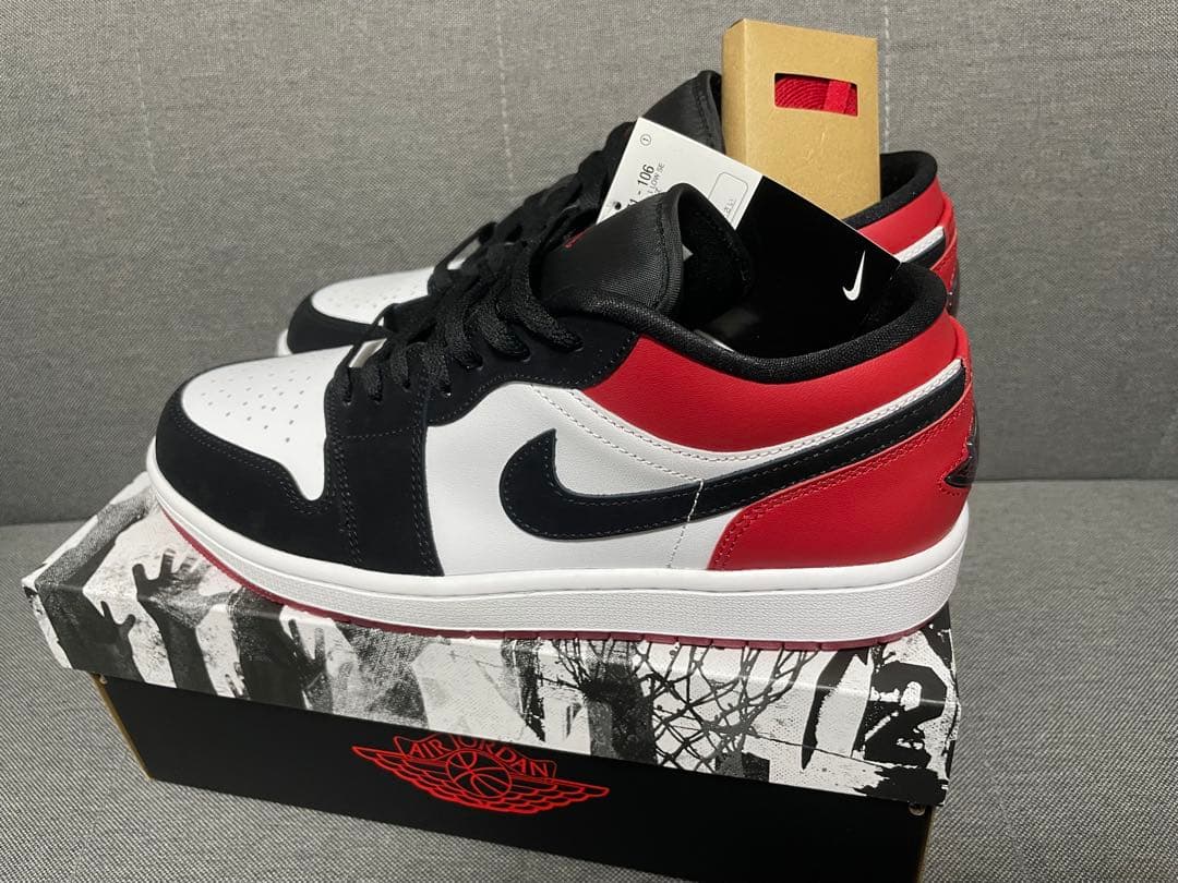 Air Jordan 1 Low ブラック/ホワイト/レッド 男性27.5 cm