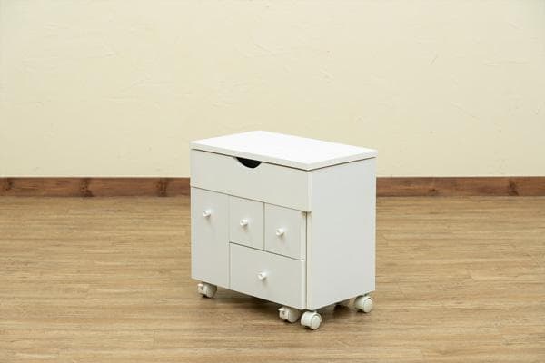 スライド式コスメワゴン　DBR/WH