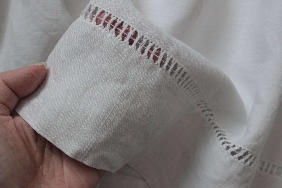 フランスアンティークイニシャルシーツ/モノグラム刺繍