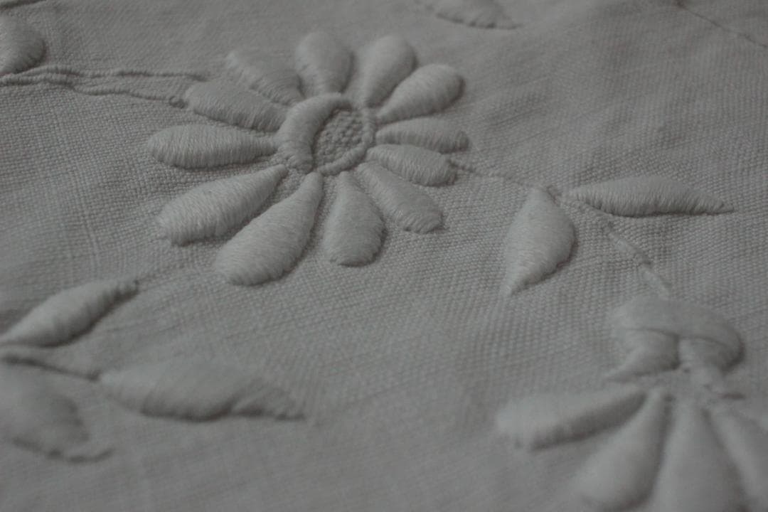 フランスアンティークイニシャルシーツ/モノグラム刺繍