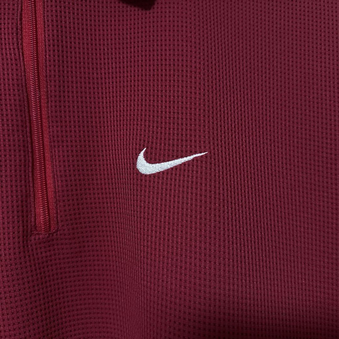 NIKE GOLF ナイキゴルフ 刺繍 ロゴ ハーフジップ シャツ レッド系