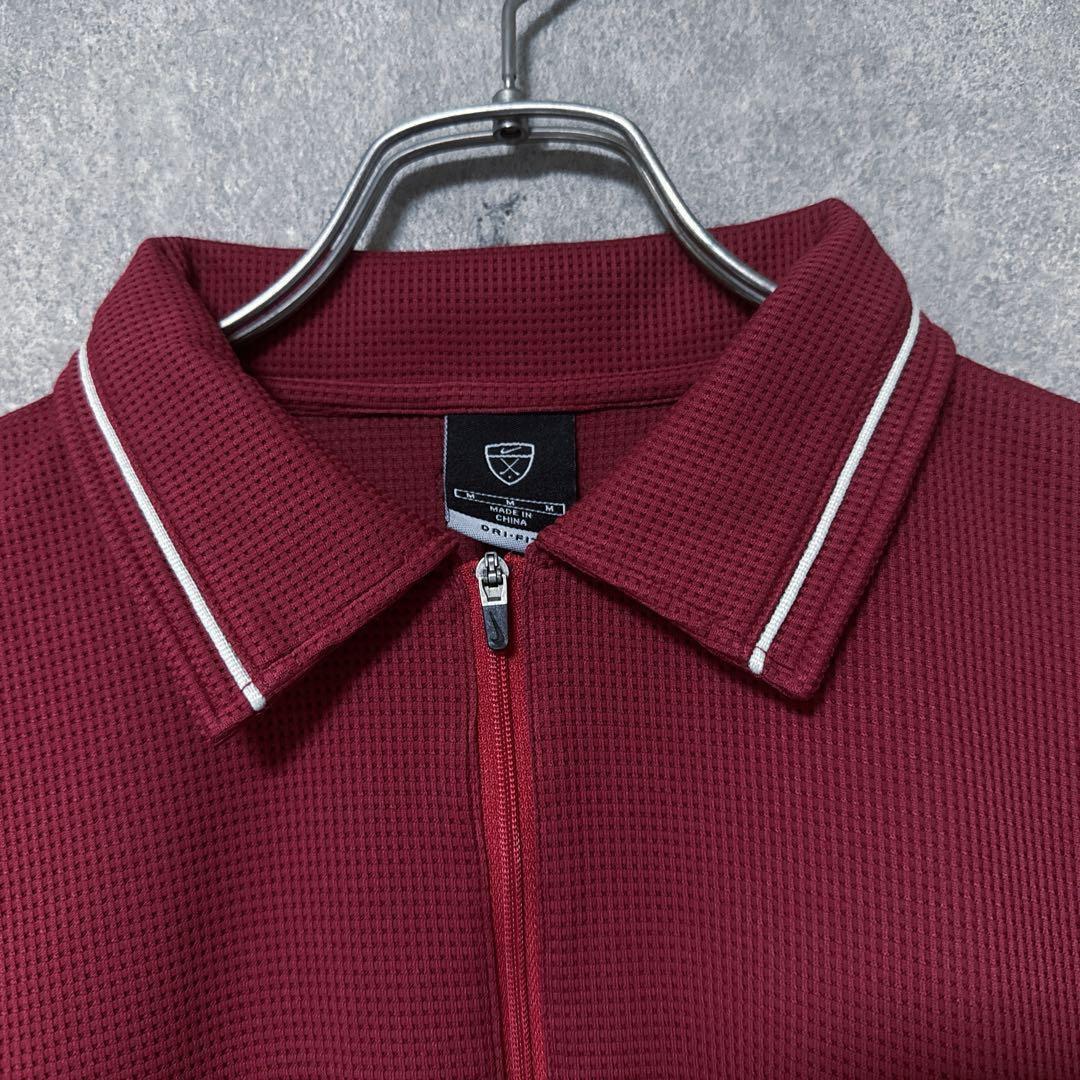 NIKE GOLF ナイキゴルフ 刺繍 ロゴ ハーフジップ シャツ レッド系