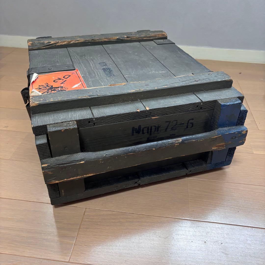 ミリタリー　アンモボックス 弾薬箱 木箱　オリーブ　AMMBO BOX