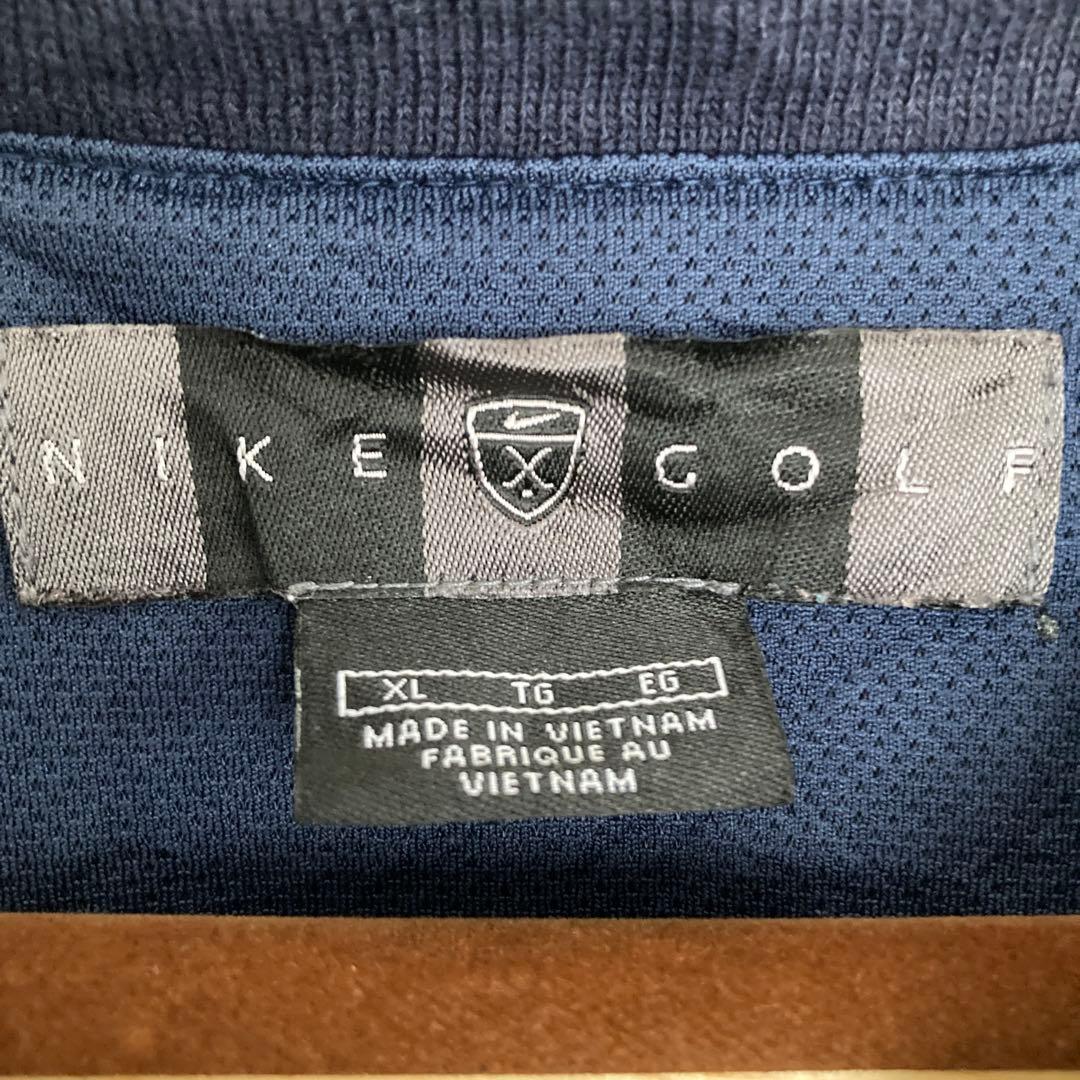 大人気00sNIKEゴルフプルオーバー　ネイビー半袖ピステナイロンジャケットXL