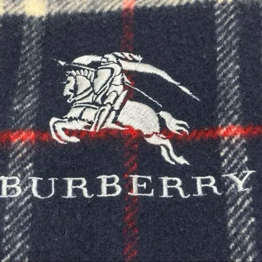 Burberry 高級ウール100%毛布　 ネイビーチェック